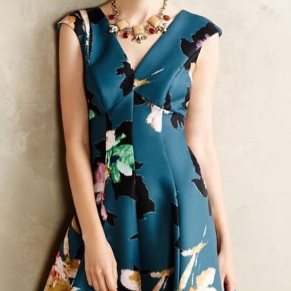 Moulinette Soeurs Turquoise floral party dress